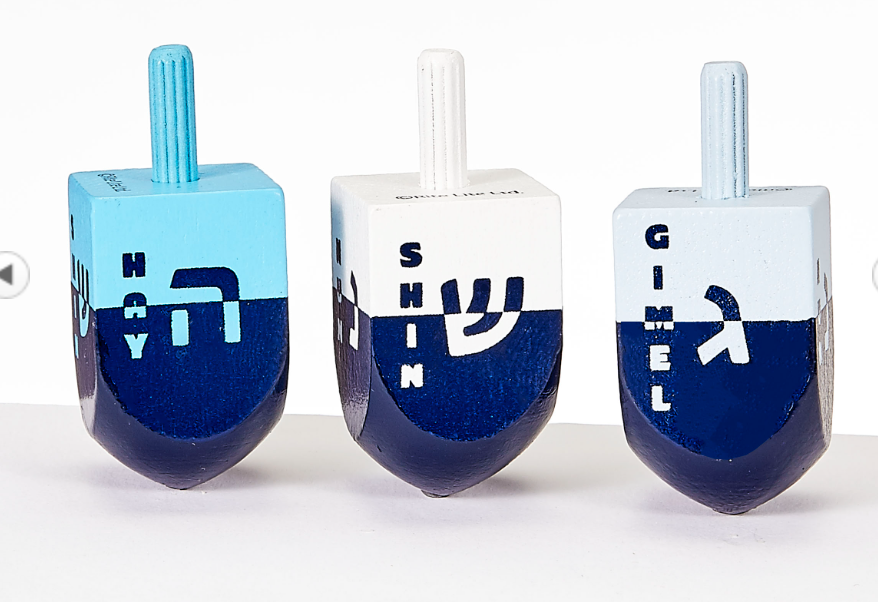 Colorblock Wood Dreidels (3 pcs) - Shade of Blue
