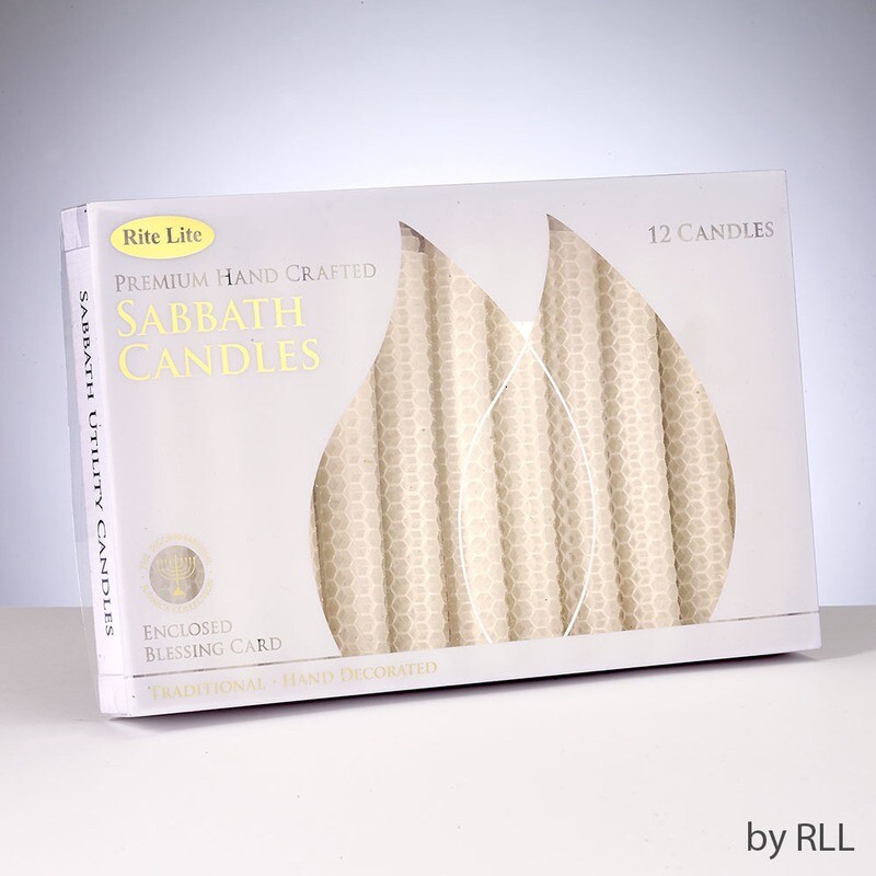 Shabbat Candles, PREM - White Honeycomb Beeswax