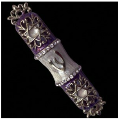 Enamel Jeweled Mezuzah - SM Purple