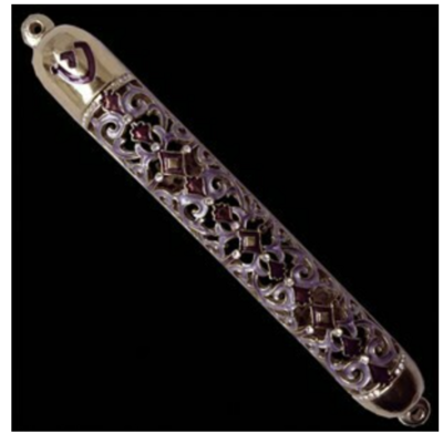 Enamel Jeweled Mezuzah - LG Pink