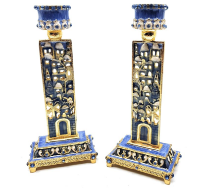 Enameled Jerusalem Candlesticks