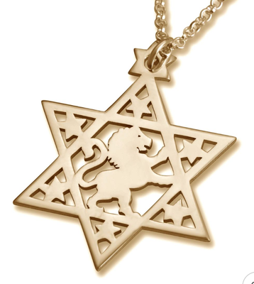 Star of David Necklace with Lion of Judah