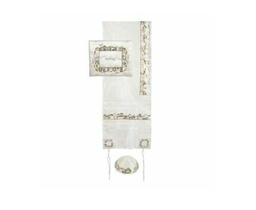 Emanuel Machine Embr&#39;d Tallit Set - Jerusalem