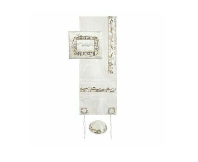 Emanuel Machine Embr&#39;d Tallit Set - Jerusalem