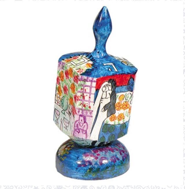 Emanuel Wood Dreidel w/ Stand - Wedding