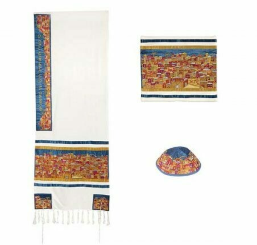 Emanuel Embr'd Jerusalem Tallit Set - Multi