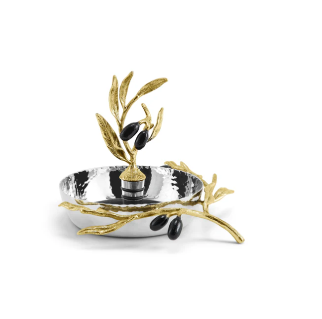 Aram Olive Branch Wine Coaster & Stopper Set