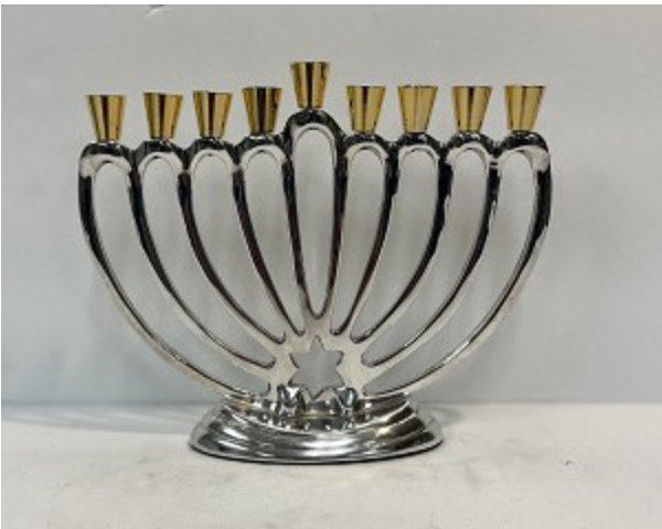 Modern Silver Plated Menorah w/ Brass Cups