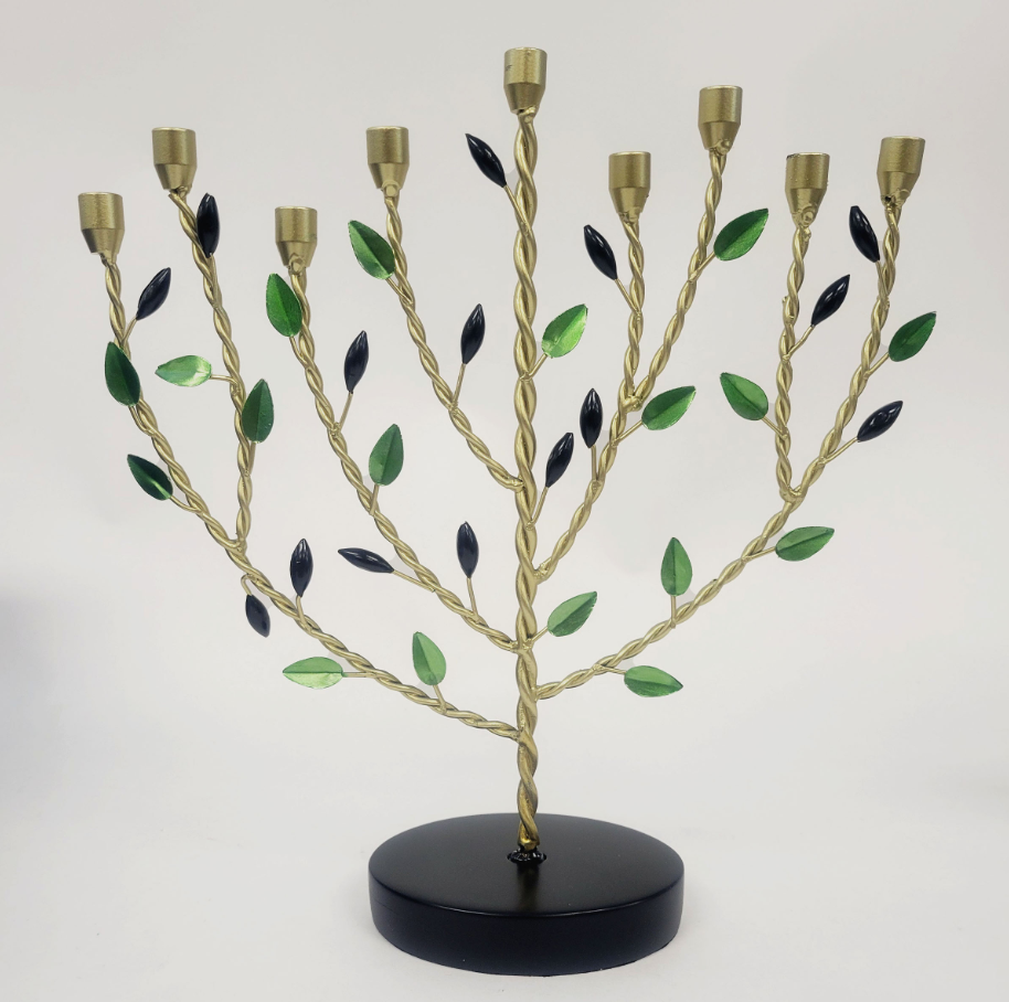 Olive Tree Hand-Crafted Metal Menorah