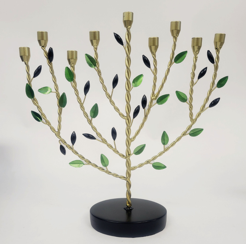 Olive Tree Hand-Crafted Metal Menorah
