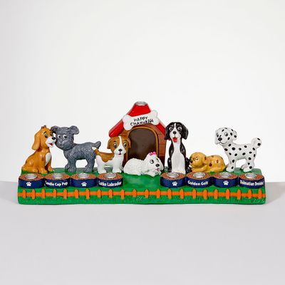 &quot;Dog Lovers&quot; Hand-Painted Resin Menorah