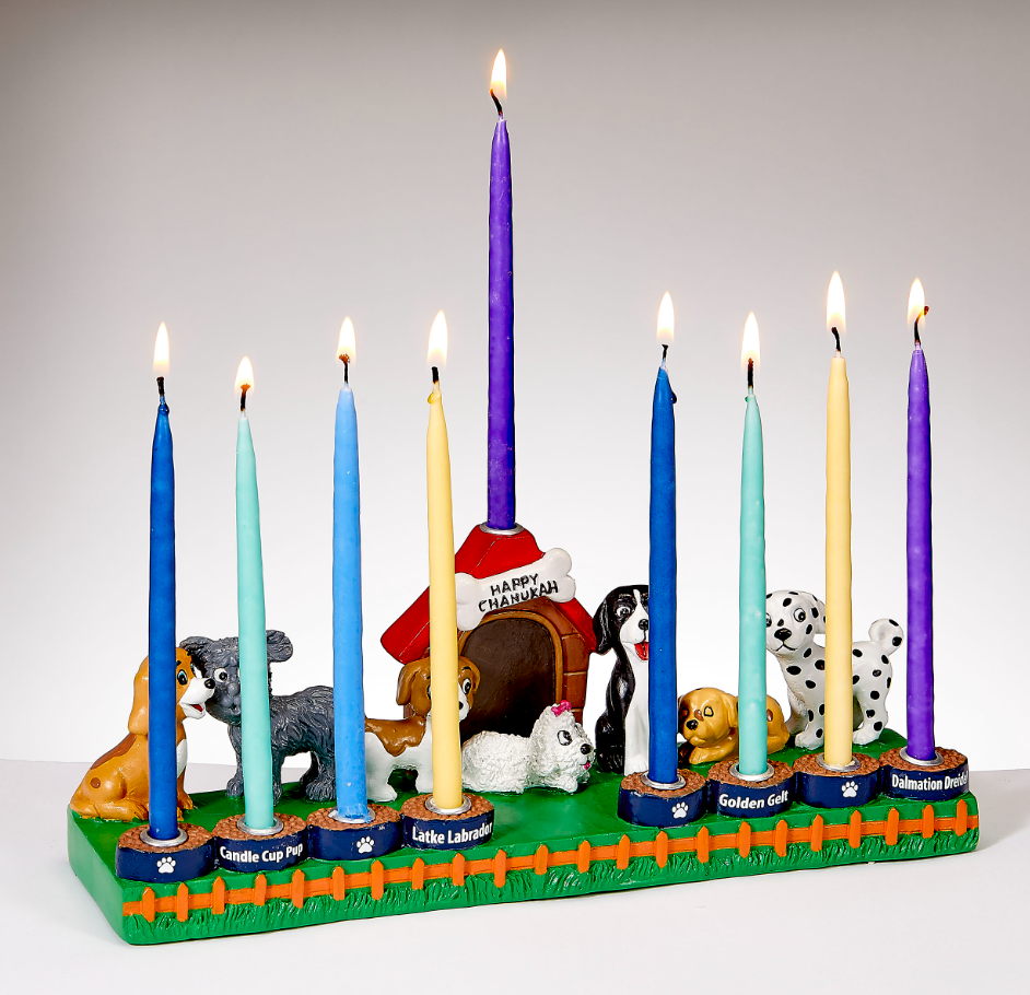 "Dog Lovers" Hand-Painted Resin Menorah