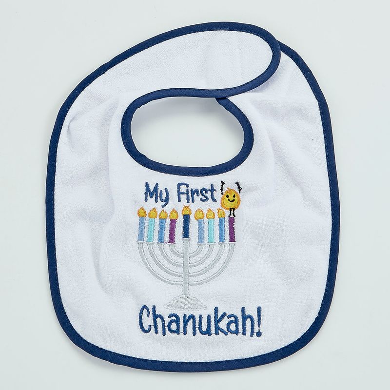 Chanukah Embroidered Bib - My First Chanukah