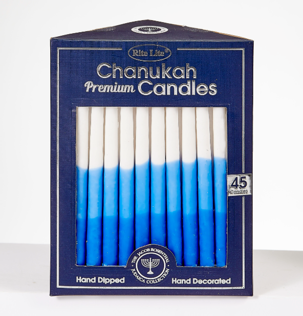 Premium Chanukah Candles - Blue/Wh Tri-color