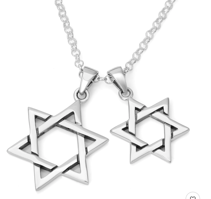 Sterling Silver Star of David pairs of Pendants necklace