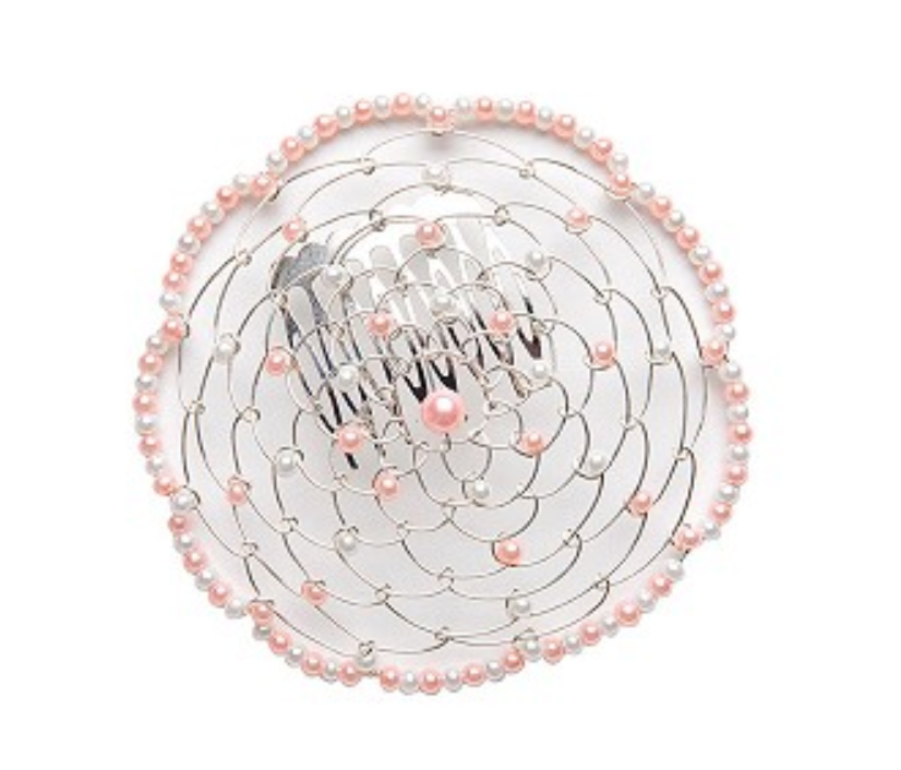 Woman Beaded Wire Kippah - White/Pink
