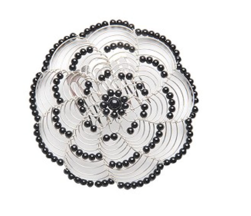 Woman Beaded Wire Kippah - Black