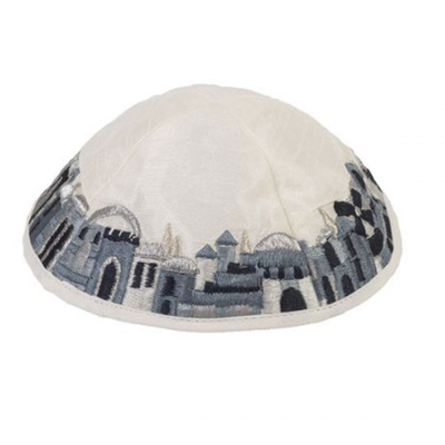 Emanuel Embr&#39;d Kippah - Jerusalem (White)