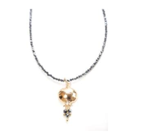 IMJ  Gold-plated Pom with Terahertz stone - Beaded Necklace