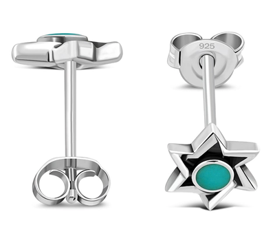 Sterling Silver Star of David Opal Stud Earrings