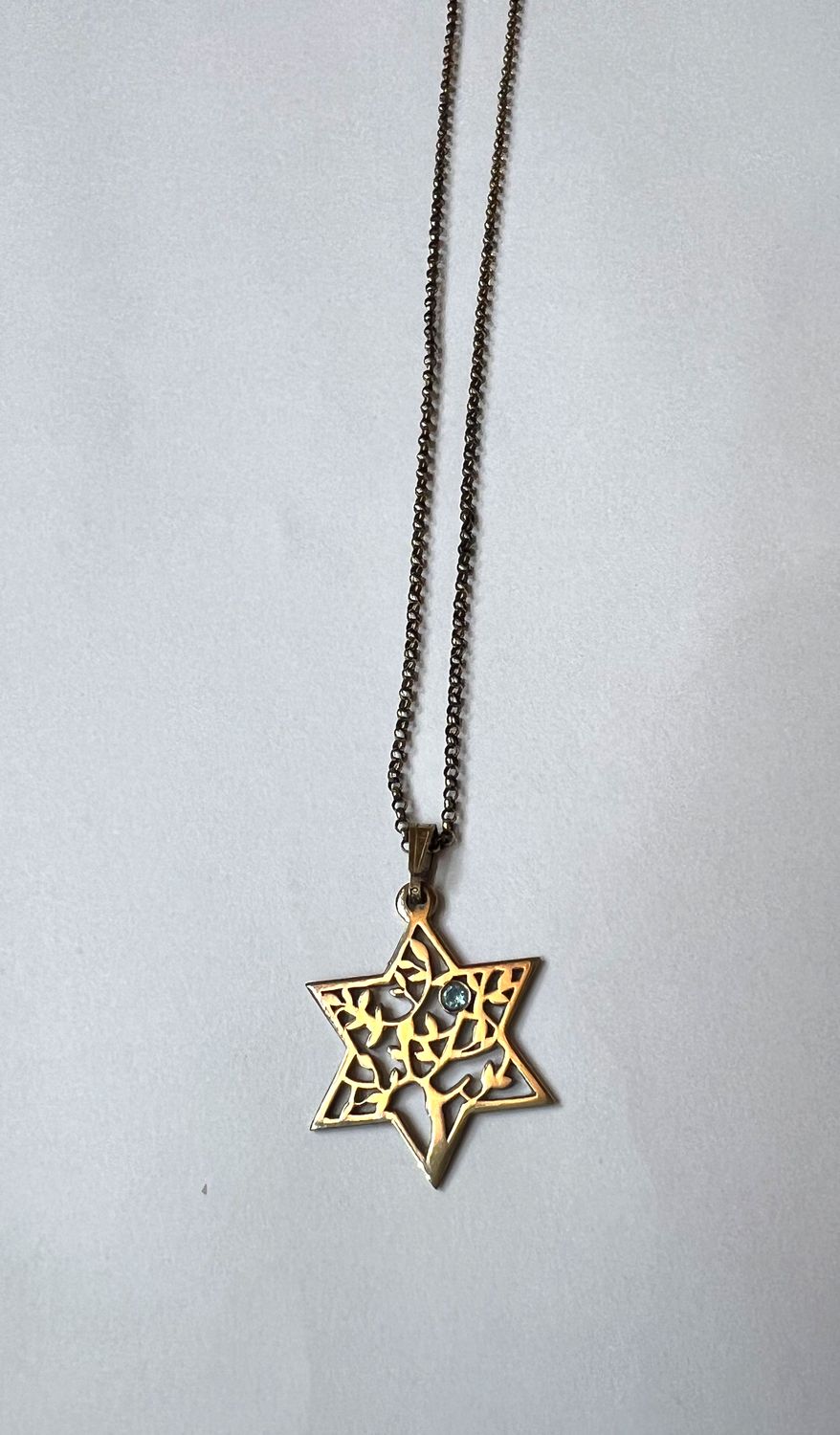 Star of David & Tree of Life Necklace with Blue Topaz
