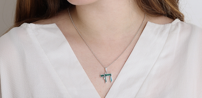 925 Sterling Silver Eilat Stone Chai Pendant Necklace