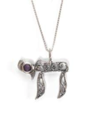 IMJ  Chai Pendant with Stone Necklace