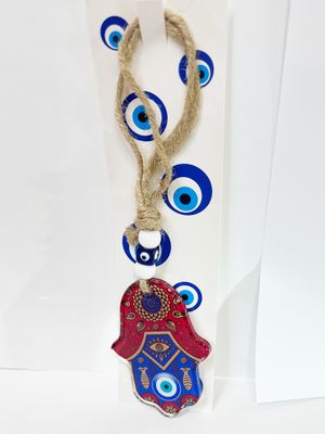 Lucky Vida Hamsa wall glass decoration 3"