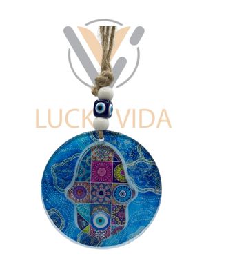 Lucky Vida Hippie Hamsa Evil Eye- tyde color 5"
