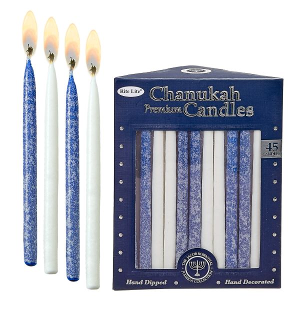 Premium Chanukah Candles - Frosted Blue/White