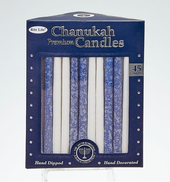 Premium Chanukah Candles - Frosted Blue/White Premium Chanukah Candles - Frosted Blue/White