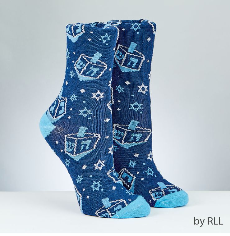 Chanukah Adult Socks - Metallic Dreidel