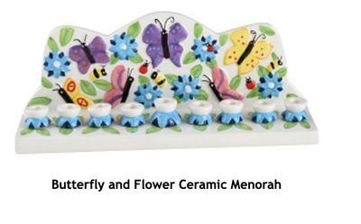 Butterfly and Flower Ceramic Menorah