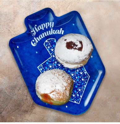 Chanukah "Mosaic" Dreidel Shaped Melamine Serving Tray