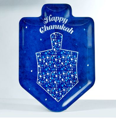 Chanukah "Mosaic" Dreidel Shaped Melamine Serving Tray