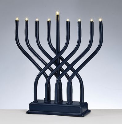 LED Navy Metal Electric Menorah w/ 4 Lighting Options