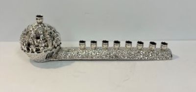 Sterling Silver Electroform Menorah with Jerusalem City Round Shape Sterling Silver Electroform Menorah with Jerusalem City Round Shape