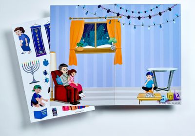 Chanukah Scenes with Reusable Stickers