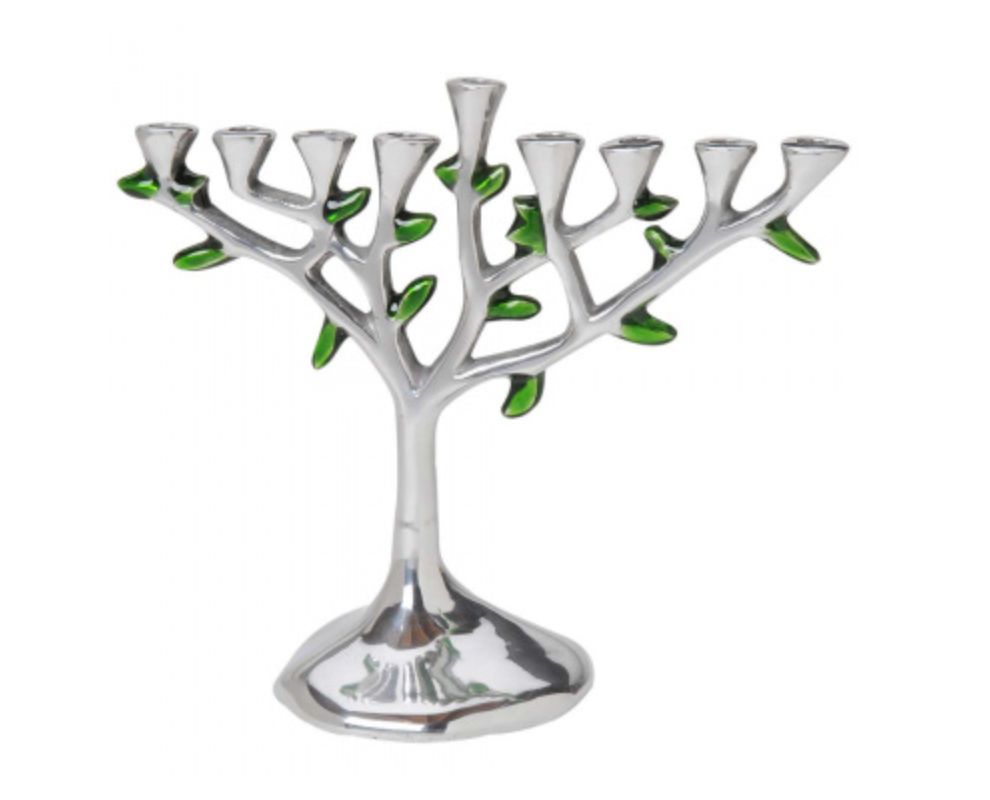 Aluminum Tree of Life Menorah with Silver Finish Aluminum Tree of Life Menorah with Silver Finish