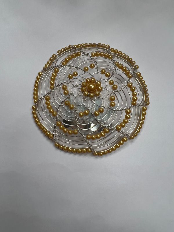 Woman Beaded Wire Kippah - Yellow