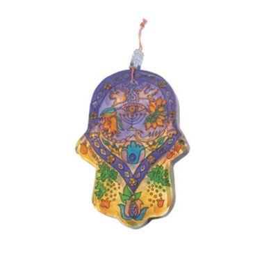 Emanuel Glass Hand Painted Hamsa -Small