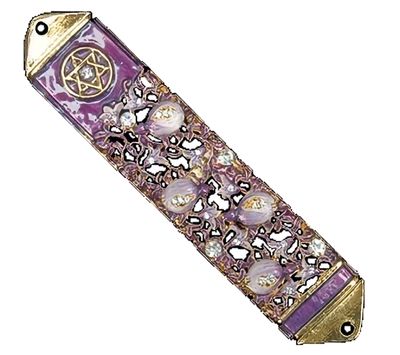 Enamel Jeweled Mezuzah - MED Pomegranates 1219
