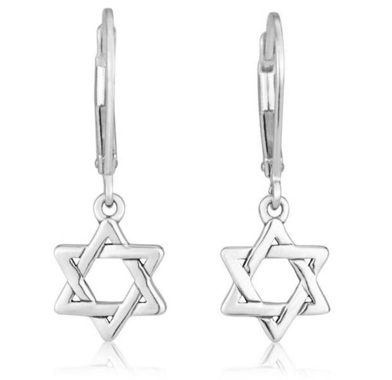 925 Stl/Slv Star of David Leverback Earrings