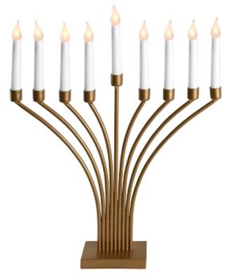 Modern Electric Menorah with LED Bulbs (Gold)