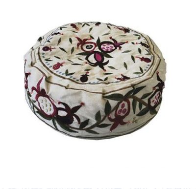Bucharian Hat/Kippah Pomegranate - White