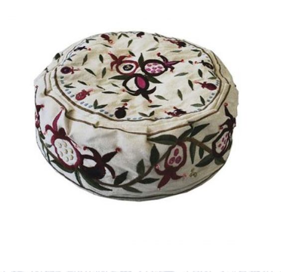 Bucharian Hat/Kippah Pomegranate - White