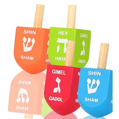 Colored Wood Dreidels - Med