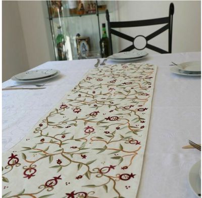 Emanuel Embroidered Pom Table Runner - Multi
