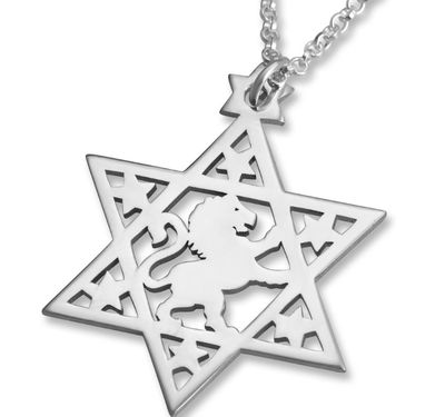Star of David Necklace with Lion of Judah