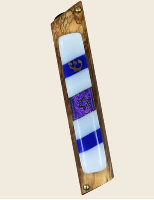 Rosenthal Israel Mezuzah - Wood & Glass Rosenthal Israel Mezuzah - Wood & Glass